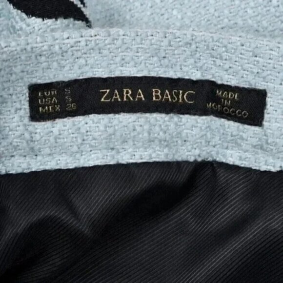 Zara Mini Floral Jacquard Skirt Baby Blue A-Line  Size Small - Picture 8 of 9